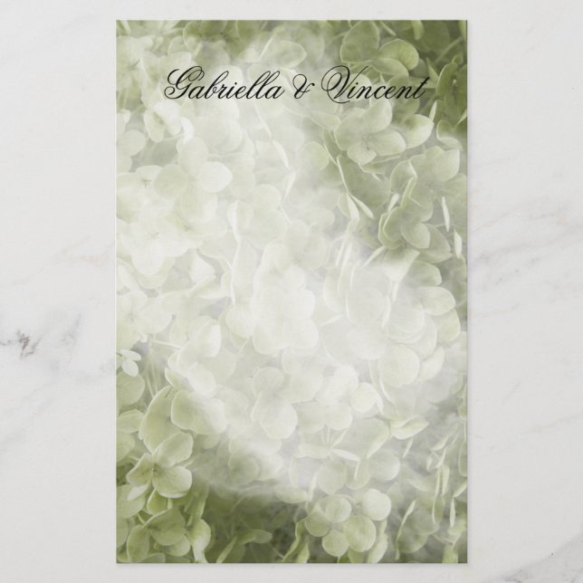 Green Annabelle Hydrangea Floral Wedding Briefpapier (Vorderseite)
