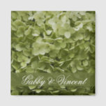 Green Annabelle Hydrangea Floral Wedding Magnet<br><div class="desc">Customize the elegant Green Annabelle Hydrangea Floral Wedding Square Magnet with the personal names of the bride and groom to create a one of a kind personalized party favor or keepsake gift for the newlyweds, bridesmaids or bridal attendants. This pretty custom flowery marriage magnet features a floral photograph of a...</div>