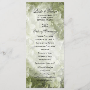 Green Annabelle Hydrangea Floral Wedding Program Programm