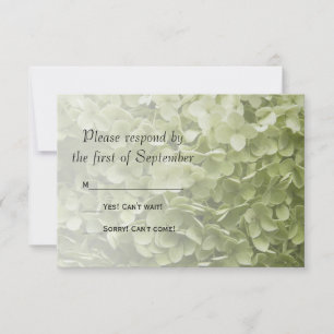 Green Annabelle Hydrangea Floral Wedding RSVP Karte