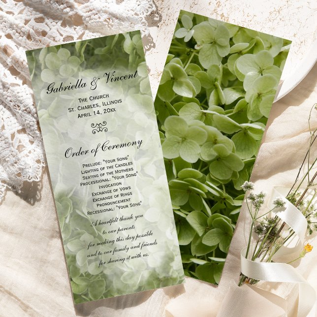 Green Annabelle Hydrangea Wedding Program Programm (Von Creator hochgeladen)