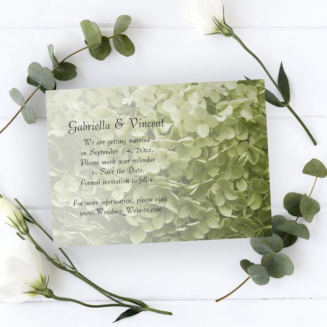 Green Annabelle Hydrangea Wedding rettet das Datum Save The Date (Von Creator hochgeladen)