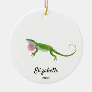Green Anole Ornament,Custom Christmas Keepsake Keramik Ornament