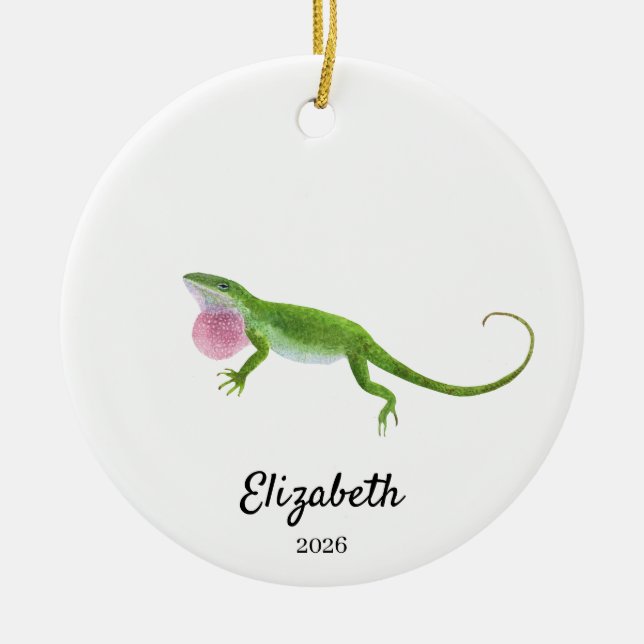Green Anole Ornament,Custom Christmas Keepsake Keramik Ornament (Vorne)