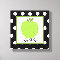 Green Apfel Polka Dot Wrapped Canvas for Teacher