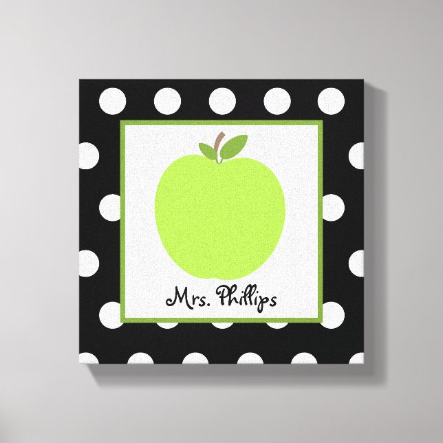 Green Apfel Polka Dot Wrapped Canvas for Teacher Leinwanddruck (Vorderseite)