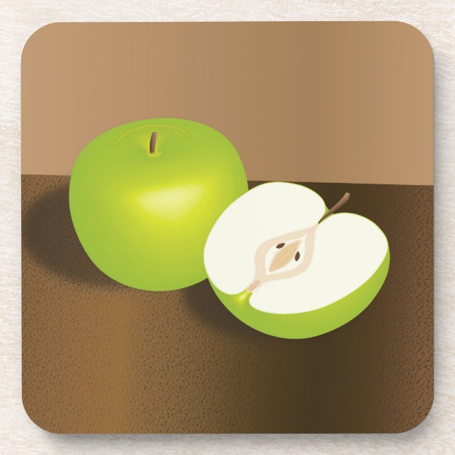 Green Apfel und ein halbes Stillleben Getränkeuntersetzer (Vorderseite)