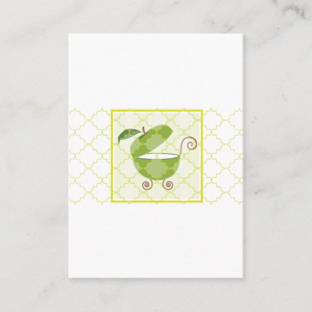Green Apple Baby Carriage | Buch mitbringen Begleitkarte (Vorderseite)