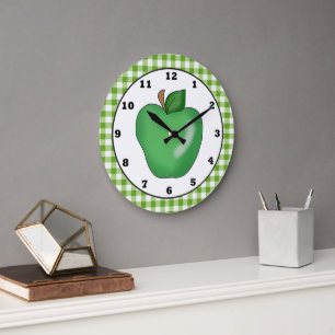 Green apple cartoon fruit wall clock große wanduhr