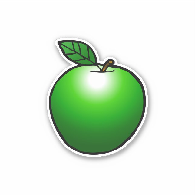 Green Apple Custom Cut Vinyl Sticker (Vorderseite)