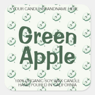 Green Apple Muster Gemustert Soy Candles Labels Quadratischer Aufkleber