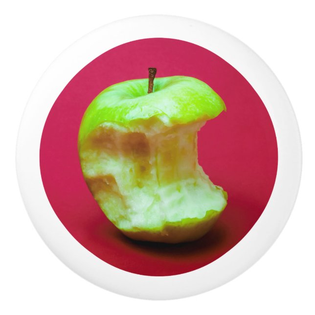 Green apple on red background keramikknauf (Vorderseite)