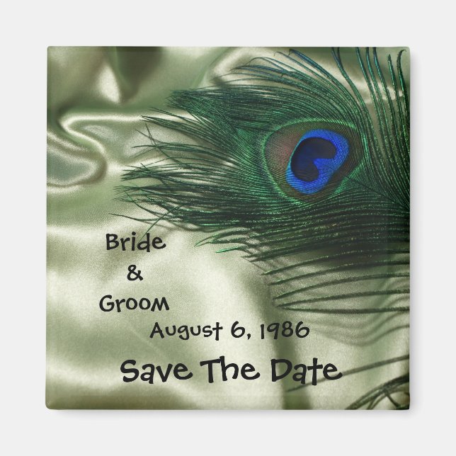 Green Apple Peacock Sill Life Save the Date Magnet (Vorne)
