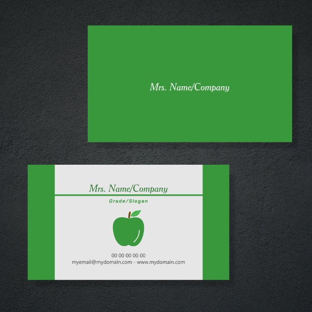 Green Apple Teacher Business Card Visitenkarte (Green Apple Teacher Business Card)