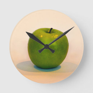 Green Apple Trio Runde Wanduhr