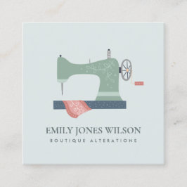 GREEN AQUA ORANGE PINK SEWMASCHINE TAILOR QUADRATISCHE VISITENKARTE