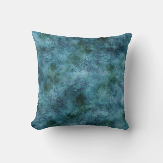 Green Aquamarin Aqua Blue Earth Ocean Marmor Abstr Kissen (Vorderseite)