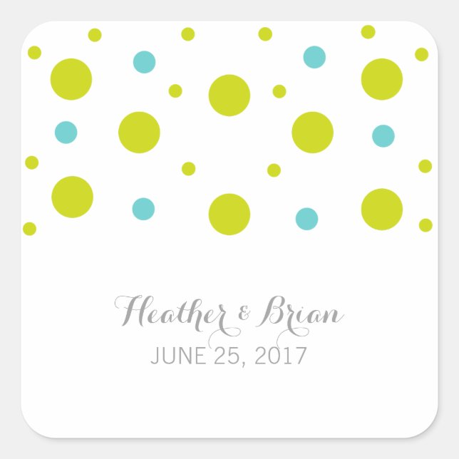 Green Aquamarin Confetti Wedding Stickers (Vorderseite)