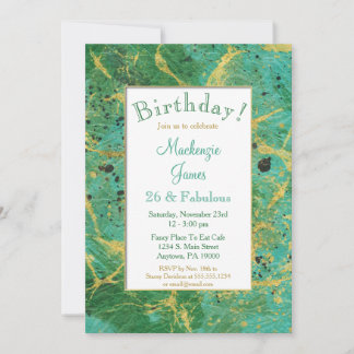 Green Aquamarin Gold Abstrakt Geburtstag Einladung