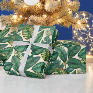 Green & Aquamarin Palm Monstera Tropical Blätter M Geschenkpapier