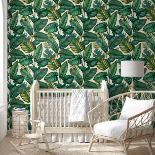 Green & Aquamarin Palm Monstera Tropical Blätter M Tapete