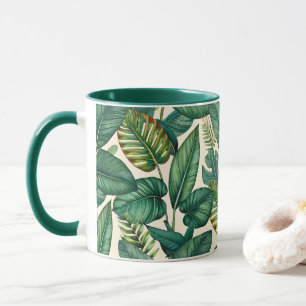 Green & Aquamarin Palm Monstera Tropical Blätter M Tasse