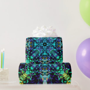 Green Aquamarin Psychedelic Bohemisch Mandala Geschenkpapier