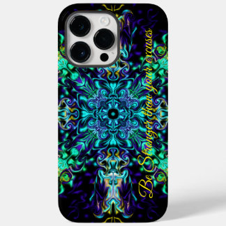 Green Aquamarin Psychedelic Bohemisch Mandala iPhone 14 Pro Max Hülle