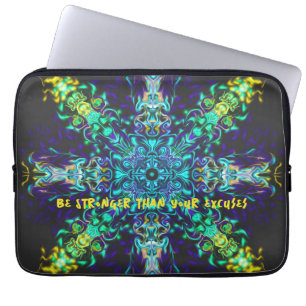 Green Aquamarin Psychedelic Bohemisch Mandala Laptopschutzhülle