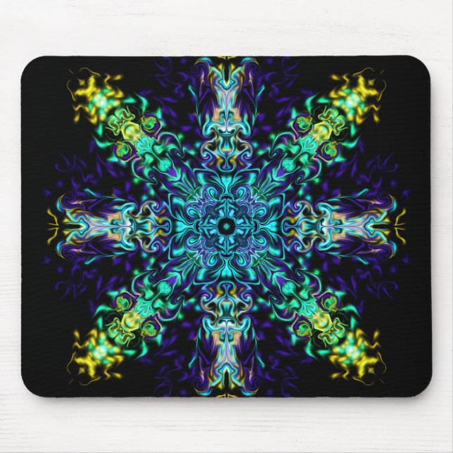 Green Aquamarin Psychedelic Bohemisch Mandala Mousepad (Vorne)