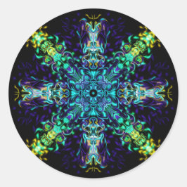 Green Aquamarin Psychedelic Bohemisch Mandala Runder Aufkleber