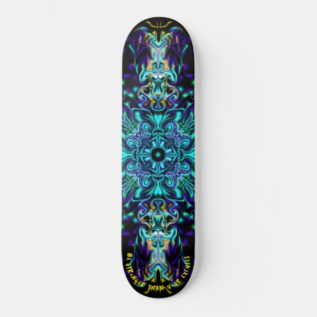 Green Aquamarin Psychedelic Bohemisch Mandala Skateboard (Vorderseite)