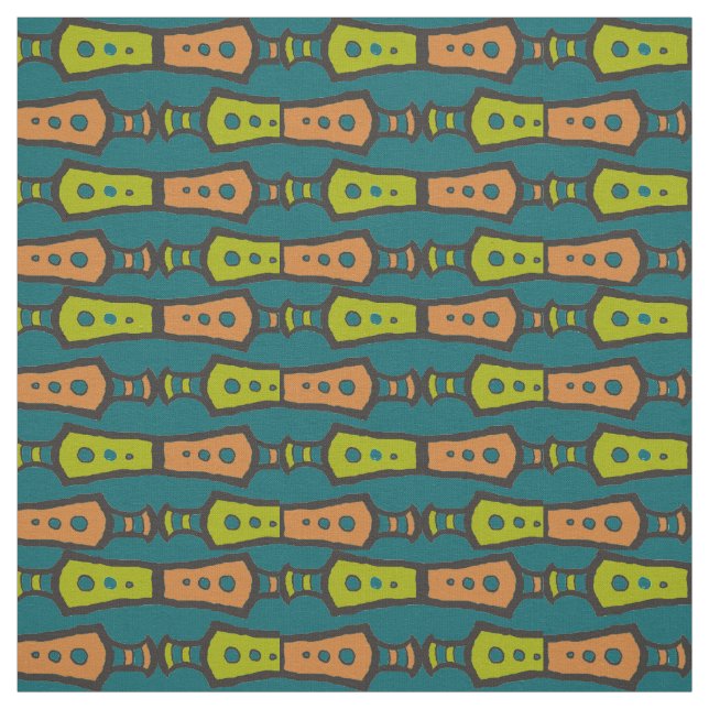 Green Aquamarin Tan Black Abstrakt Tribal Design F Stoff (Muster)