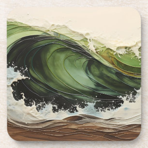 Green Aquamarin Wave Beach Ocean Painting Getränkeuntersetzer