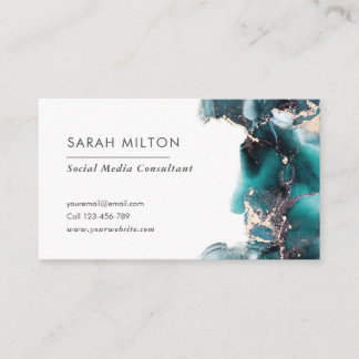 Green Aquamarine Goldfarben-Tintenkarte Visitenkarte