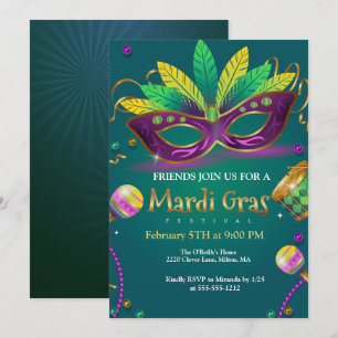 Green Aquamarine Masquerade Masken Mardi Gras Pa Einladung