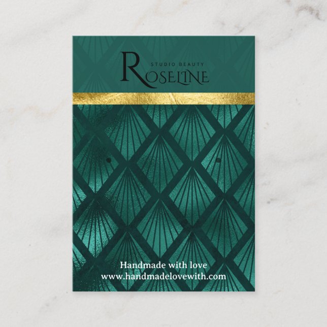 Green Aquarell Gold Glitzer Earring Display Visitenkarte (Vorderseite)