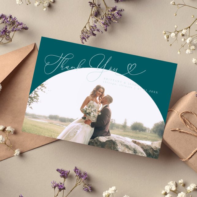 Green Arch Wedding Danke, Script Dankeskarte (Von Creator hochgeladen)