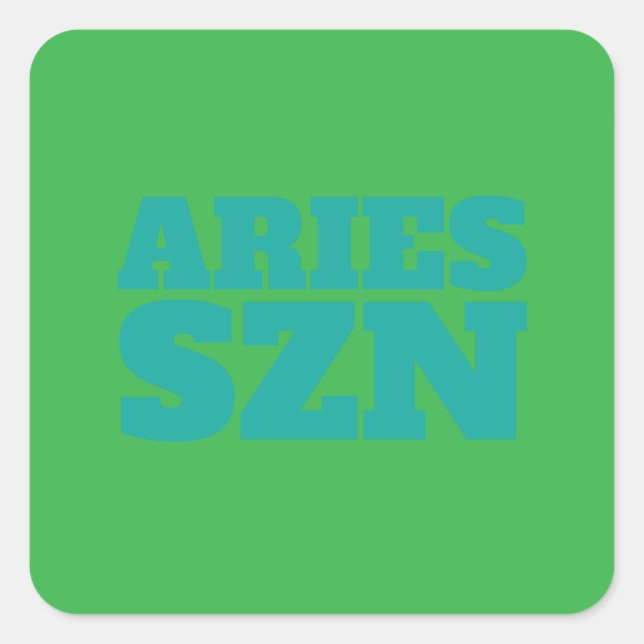 Green Aries SZN Cool Quadratischer Aufkleber (Vorderseite)