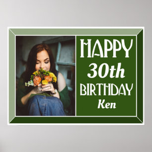 Green Art Deco 30. Geburtstag Foto Poster
