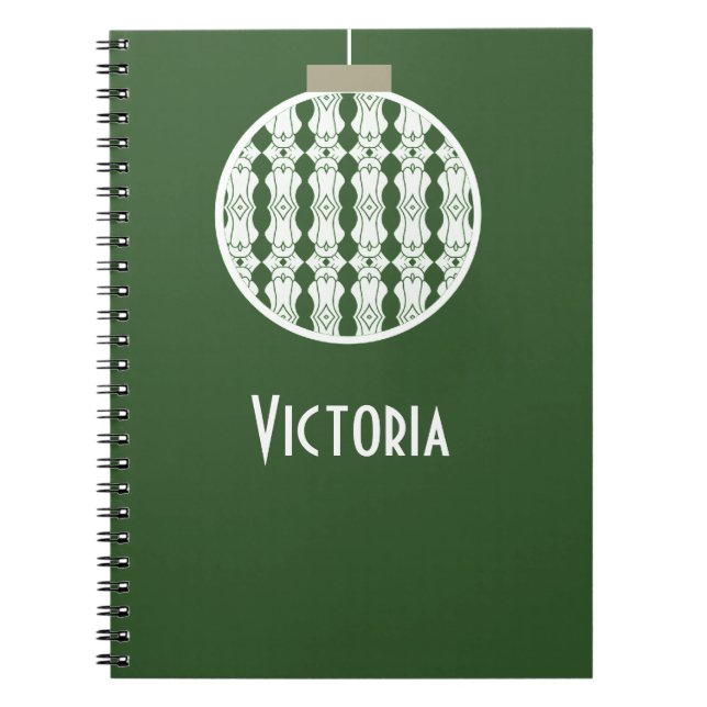 Green Art Deco Ornament Notebook Notizblock (Vorderseite)