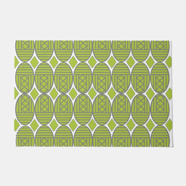 Green Art Deco Ovals Fußmatte (Vorderseite)