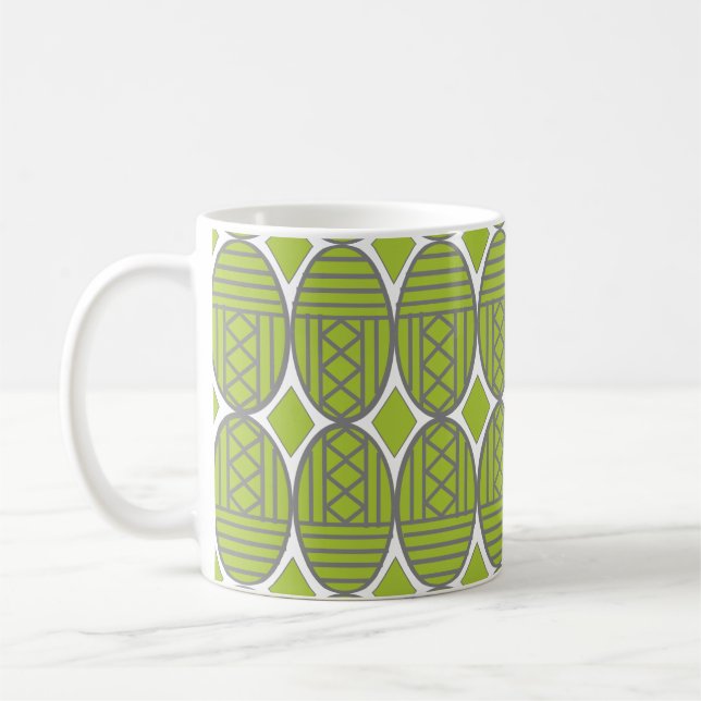 Green Art Deco Ovals Tasse (Links)