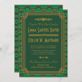 Green Art Deco Wedding lädt ein Einladung