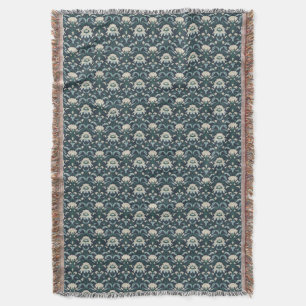 Green Art Nouveau Floral Throw Blanket Decke