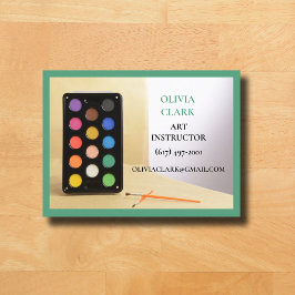 Green Art Teacher Tutor Educational Art Class Visitenkarte