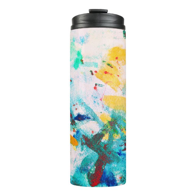 Green Artistic Canva. Lila Coole Illustration. Ode Thermosbecher (Vorderseite)