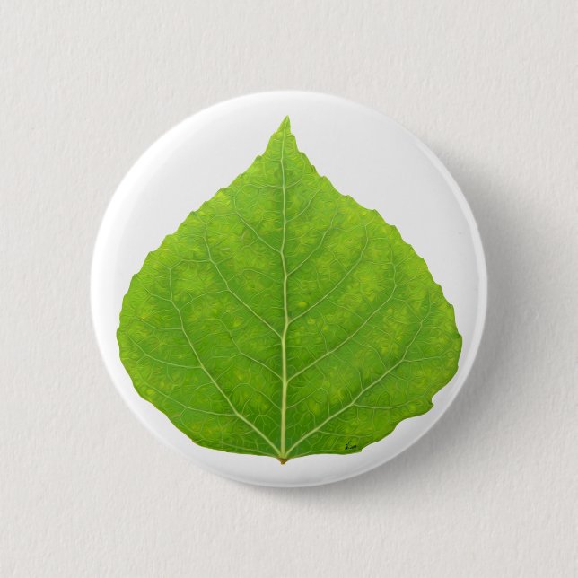 Green Aspen Leaf #11 Button (Vorderseite)
