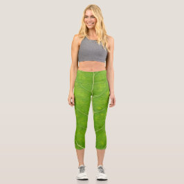 Green Aspen Leaf #11 Capri Leggings