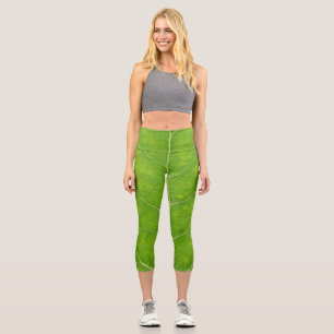 Green Aspen Leaf #11 Capri Leggings